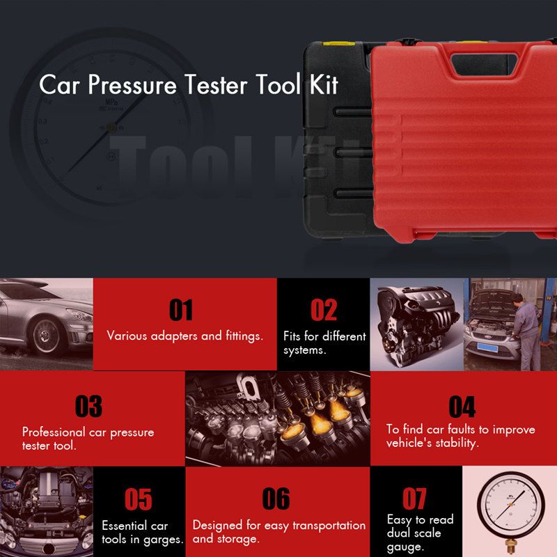 TU-113 Profession Fuel Injection Pressure Tester Pressure Gauge Gasolin 0-100psi