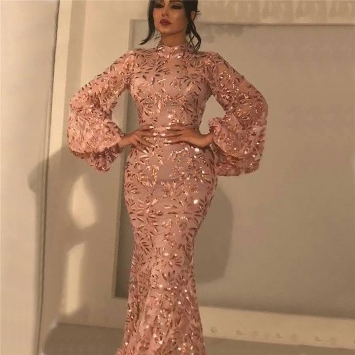 Grosshandel 2021 Rose Gold Prom Kleid Mermaid Formale Party Ballkleid Langarm Afraic Madchen Abendkleider Deep Pageant Drsesses Custom Made Plus Grosse Von One Stopos 132 18 Auf De Dhgate Com Dhgate