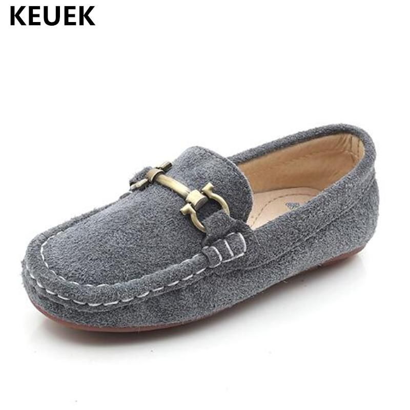Boy/'s Girl Baby Nubuck Leather Slip-on Loafers Flat Boat Dress Shoes Sneaker UK