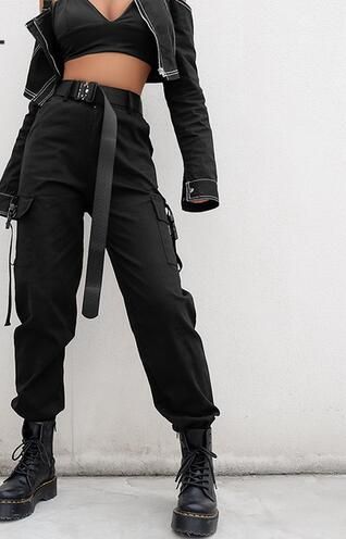 pantalon cargo negro mujer