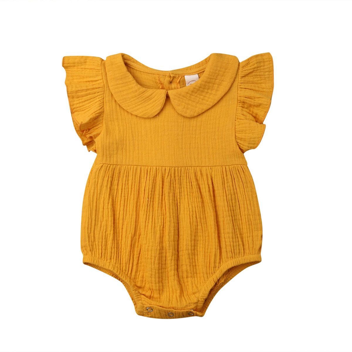 Newborn Baby Girls Ruffles Sleeve Romper Cotton Solid Princess Jumpsuit Outfits