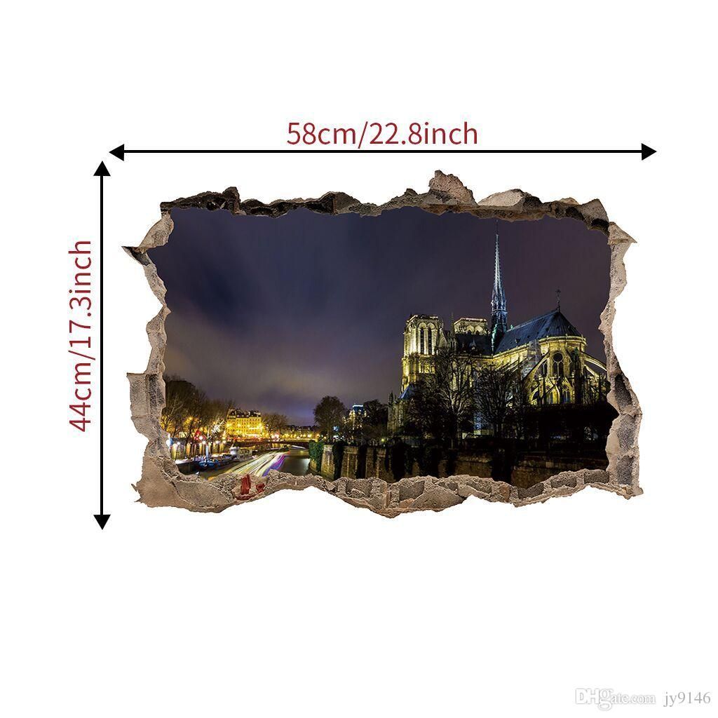 Notre Dame De Paris Wall Broken Art Decals Vinyl 3d Famous