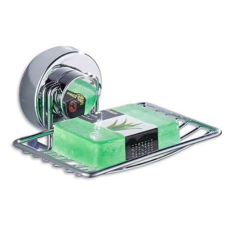 Plastic Suction Cup Stainless Steel Bathroom Shower Soap Holder Dish Rack