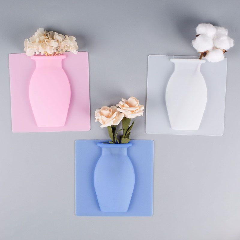 Silicone Sticky Vase Stick On The Wall Flower Pot Magic Flower Plant