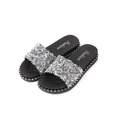 black sequin flip flops