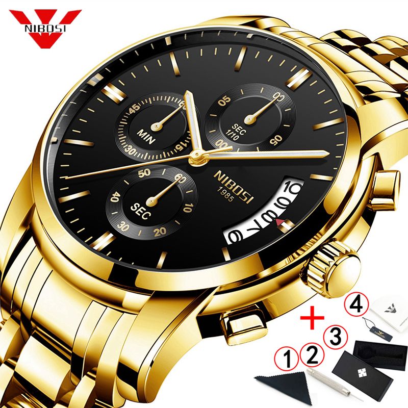 Nibosi Men Watch 2019 Chronograph Gold Mens Watches Top Quartz Golden Male Wristwatches Relogio Masculino 2019 Watches Wholesale Great Watches From Nasturtium 21 45 Dhgate Com