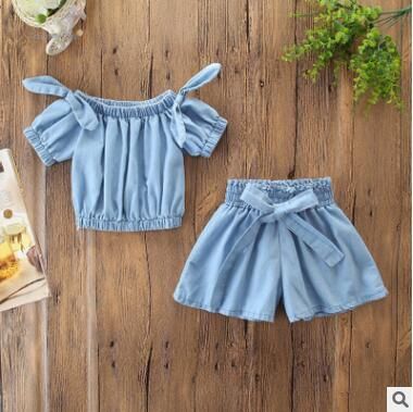 Kids Baby Girl Off Shoulder Ruffle T-Shirt Tops Summer Clothes Outfits 1-6T UK