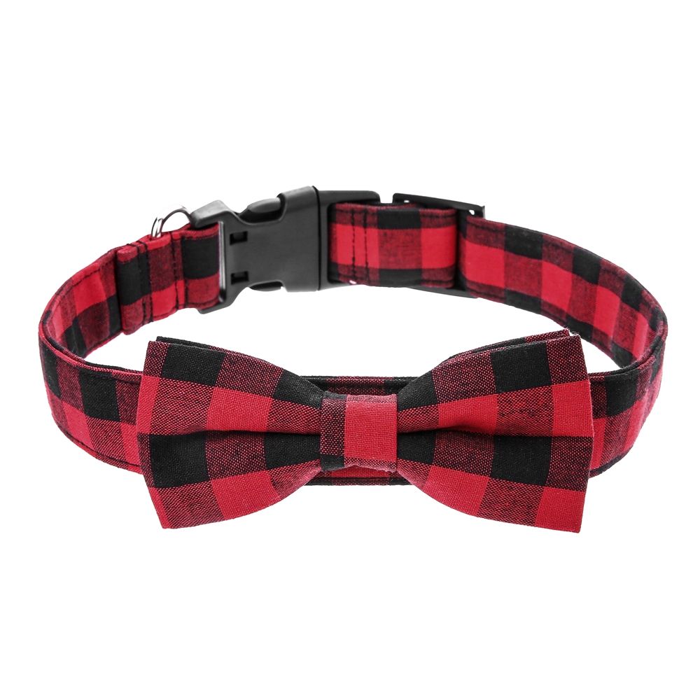Red and black plaid dog collar Clearance