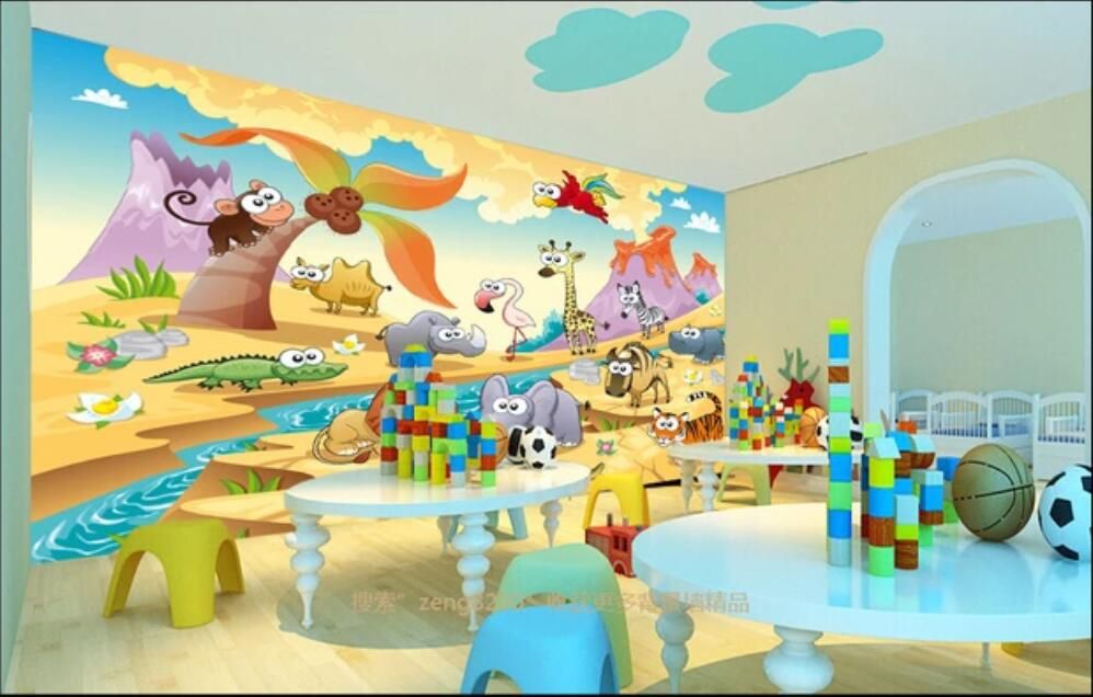 Papel tapiz de sala 3D Photo Foto mural Parque animal Dibujos animados Parque infantil Fondo Decoración Papel tapiz de sala 3D Photo Foto mural Parque animal Dibujos animados Parque infantil Fondo Decoración