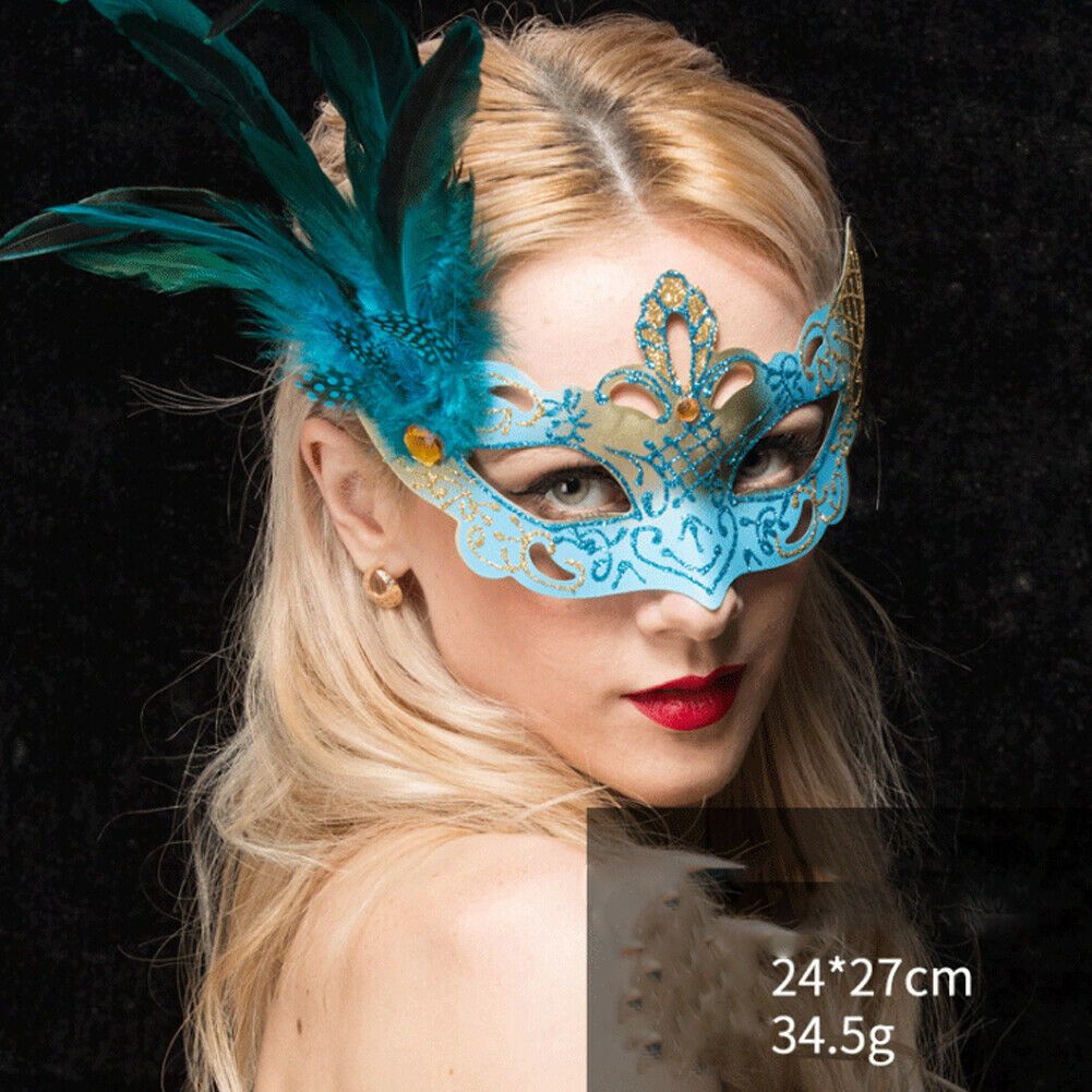 Leopard Masquerade Venetian w// Feather Party Costume Mask