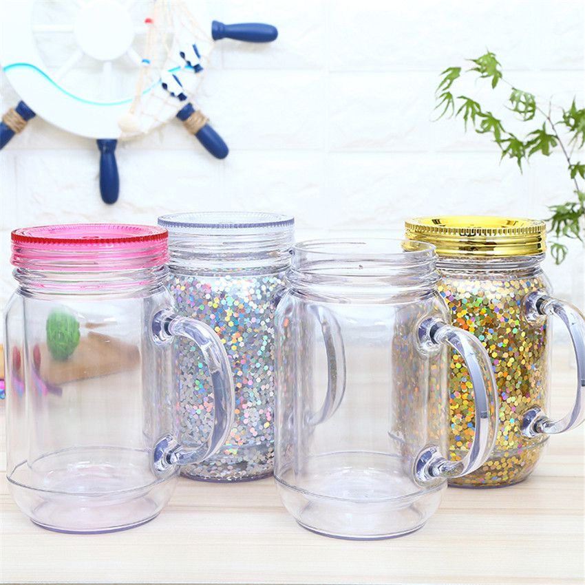 plastic mason jars with lids and straws bulk