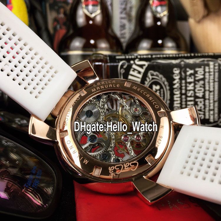 New GAGA Milano Manuale48 5011.05S Small Seconds Gold Skeleton ...