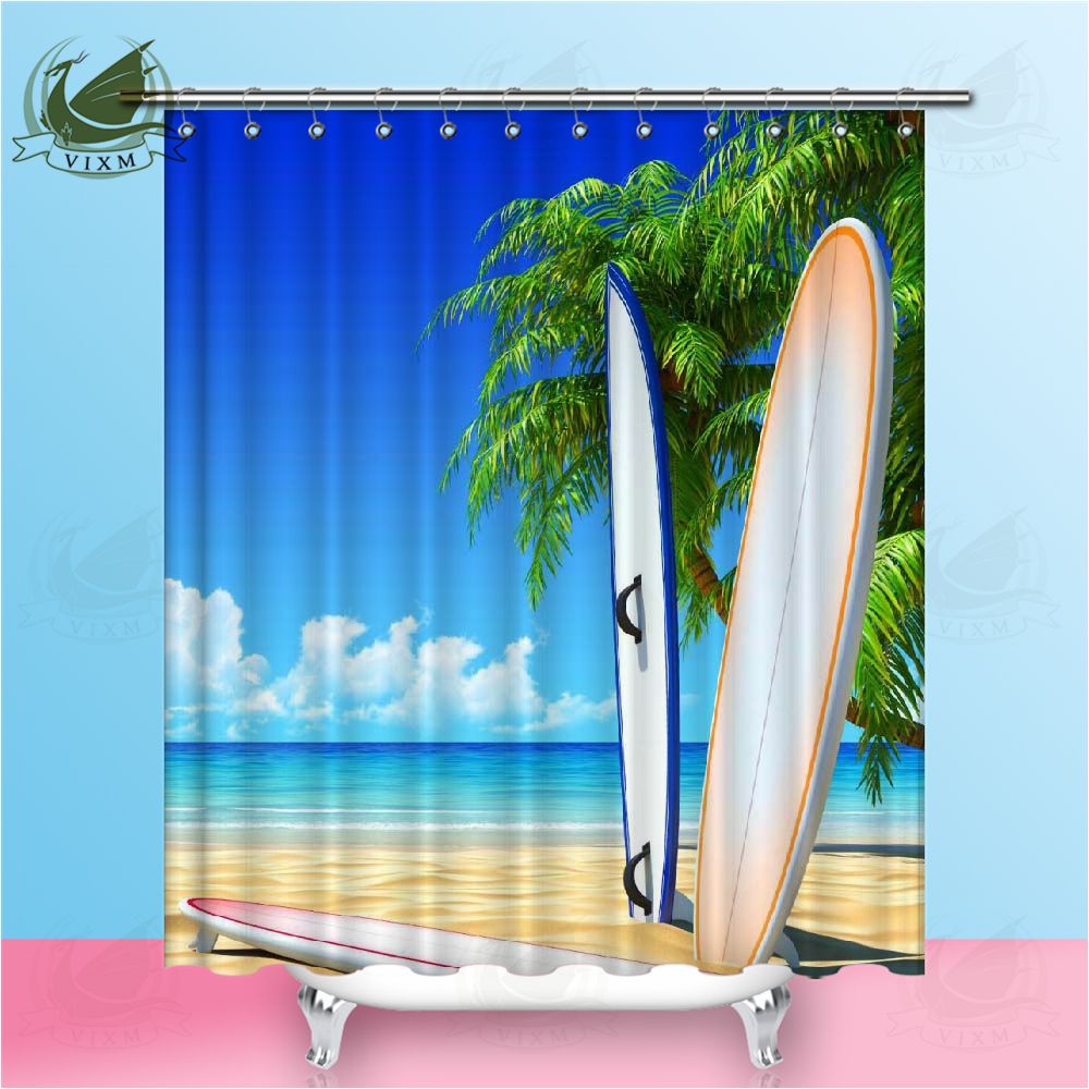 Rideaux De Douche De Plage Tropicale