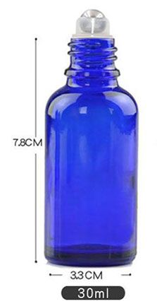 30ML Cobalt Blue Bottle + rouleau en métal