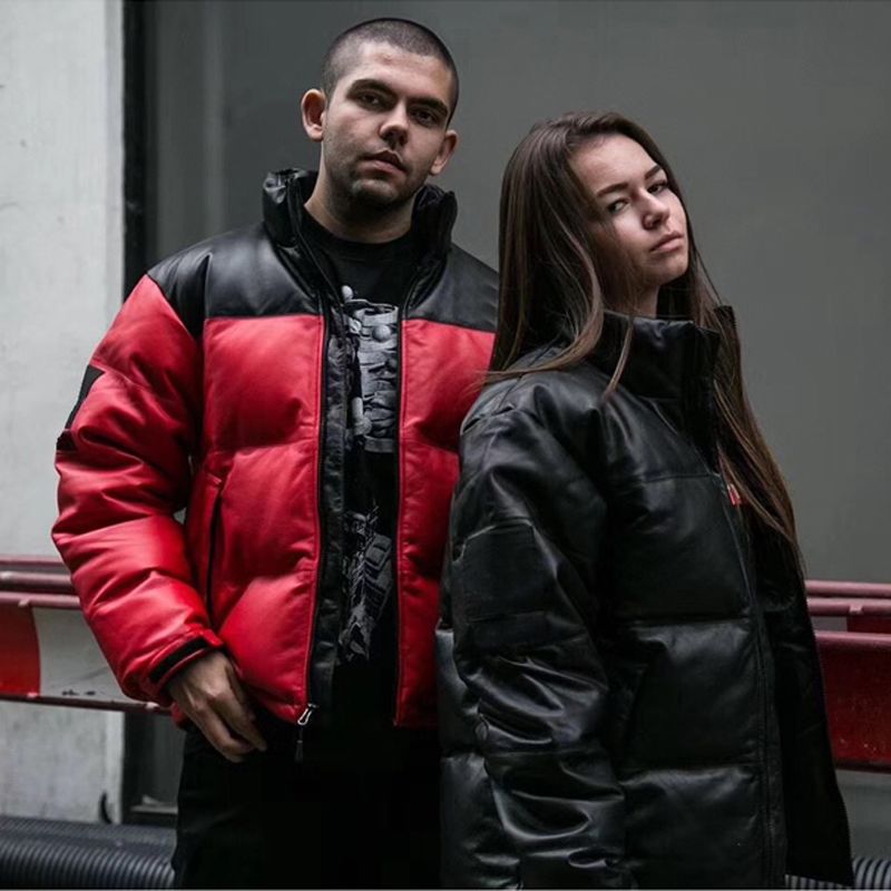 leather nuptse jacket