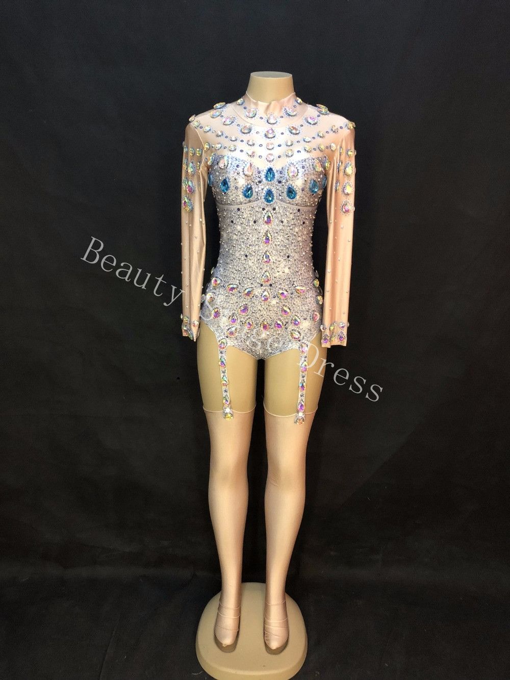 2020 2019 Jumpsuit Crystals Sexy Bodysuit Bar Evening Party Performance