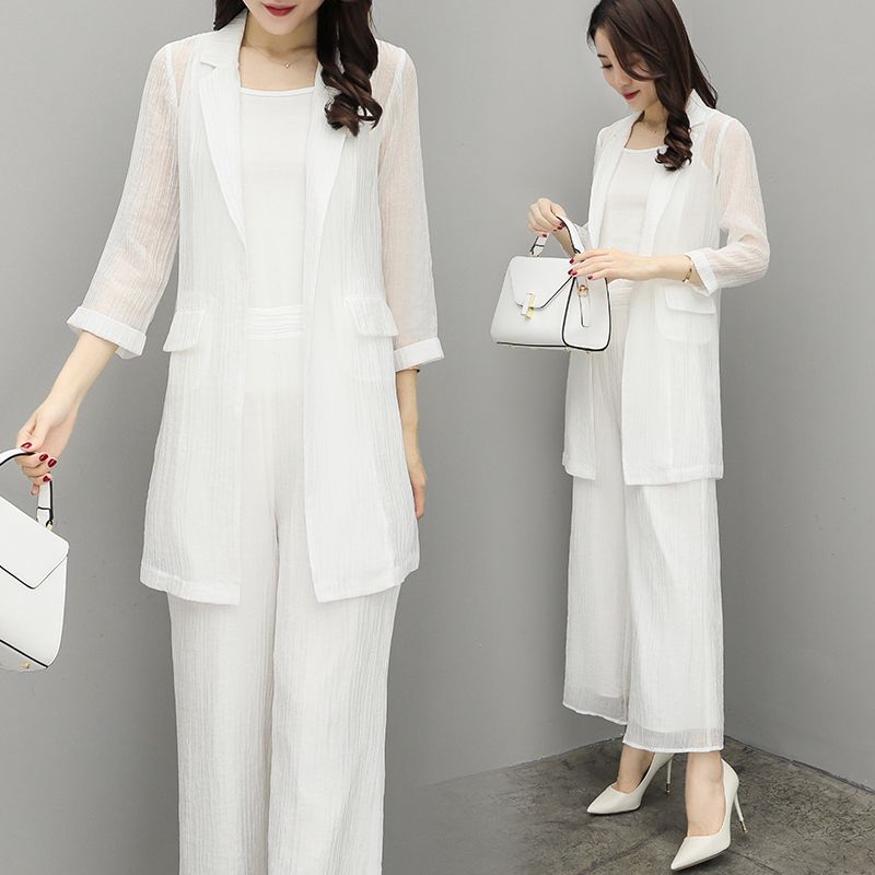 white dressy pant suits
