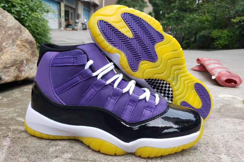 yellow and purple jordan 11