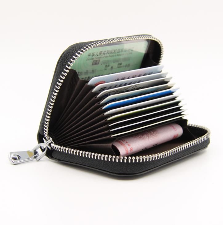 New Arrival Women Genuine Leather RFID Zipper Credit Card Holder Large Capacity Coin Purses
