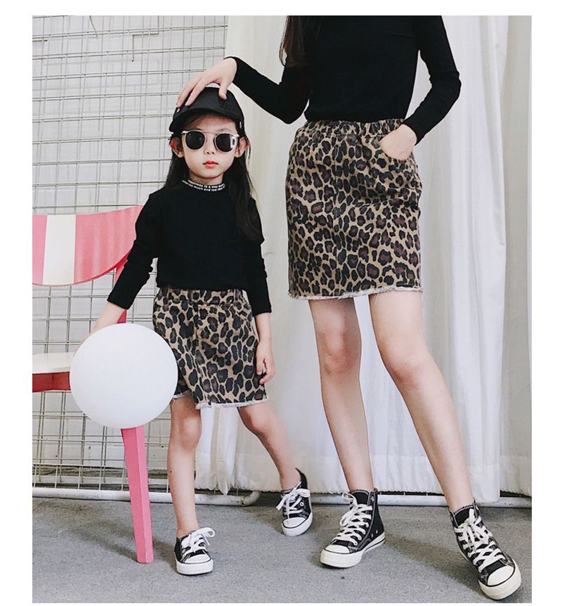 Mother Daughter Matching Women Kids Girls Leopard Dress Skirt Outfits Clothes
