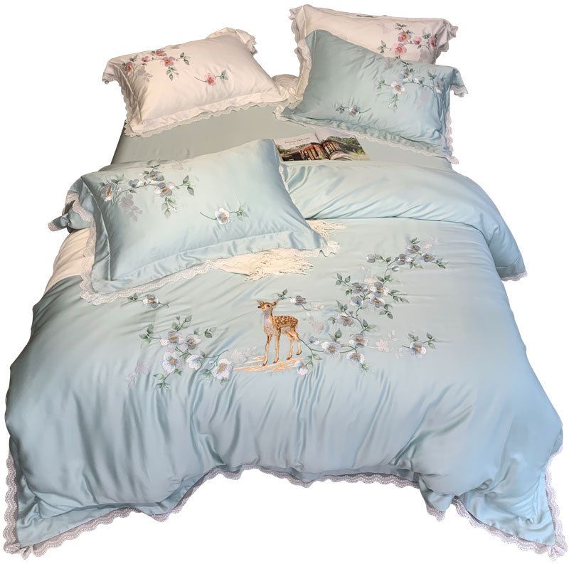 100 Tencel Luxury King Size Bedding Sets Dreaming Princess Duvetcover Deer White Embroidery Lace Queen Silk Comforter Beddingsets Bed Linen From Queenbedding 165 83 Dhgate Com 100 Tencel Luxury King Size Bedding, King Size Bedding Luxury