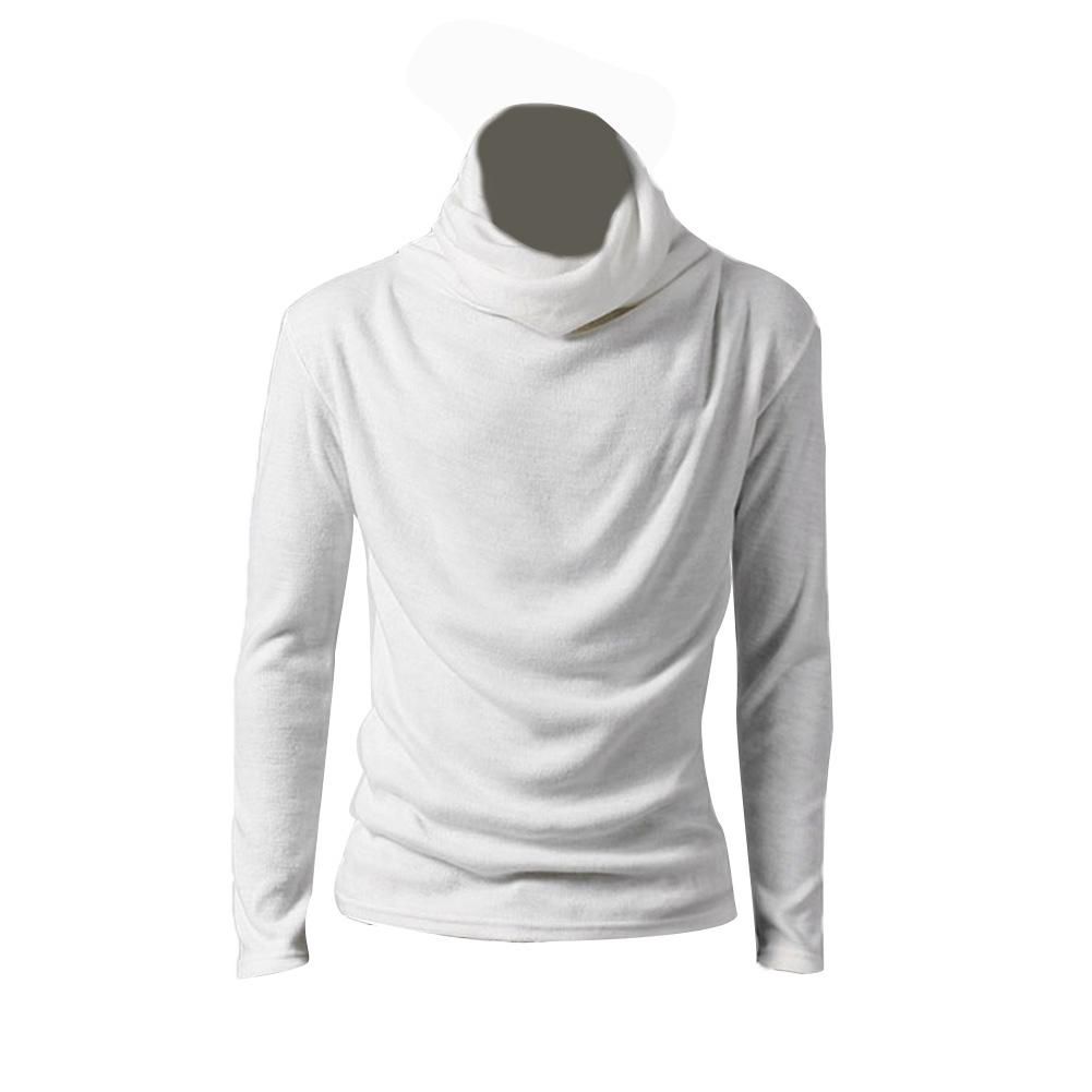Hip Pop Loose Fit Blouse Mens Autumn Casual Solid Cotton Long Sleeve Hoodie Top
