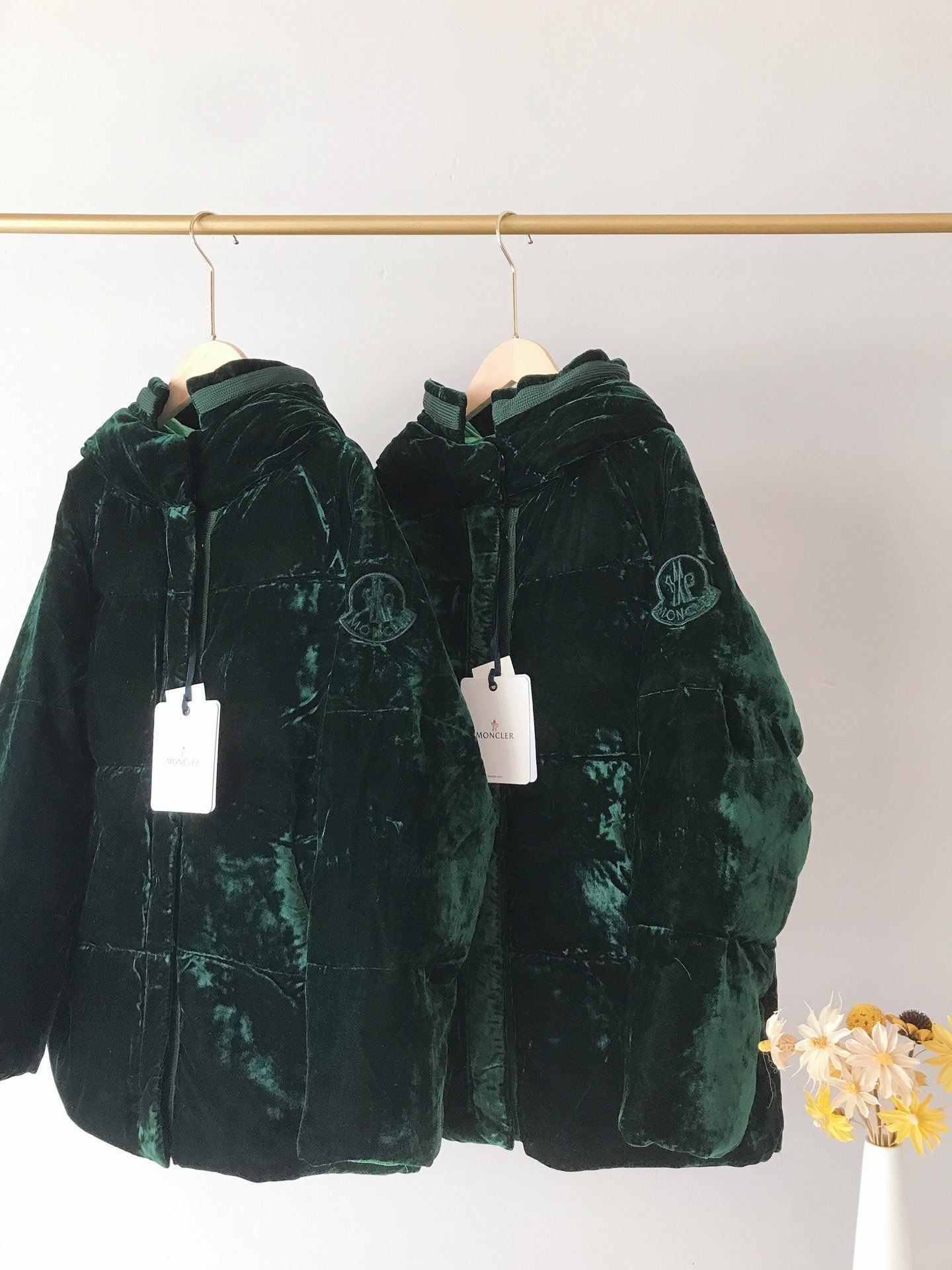 moncler green velvet jacket