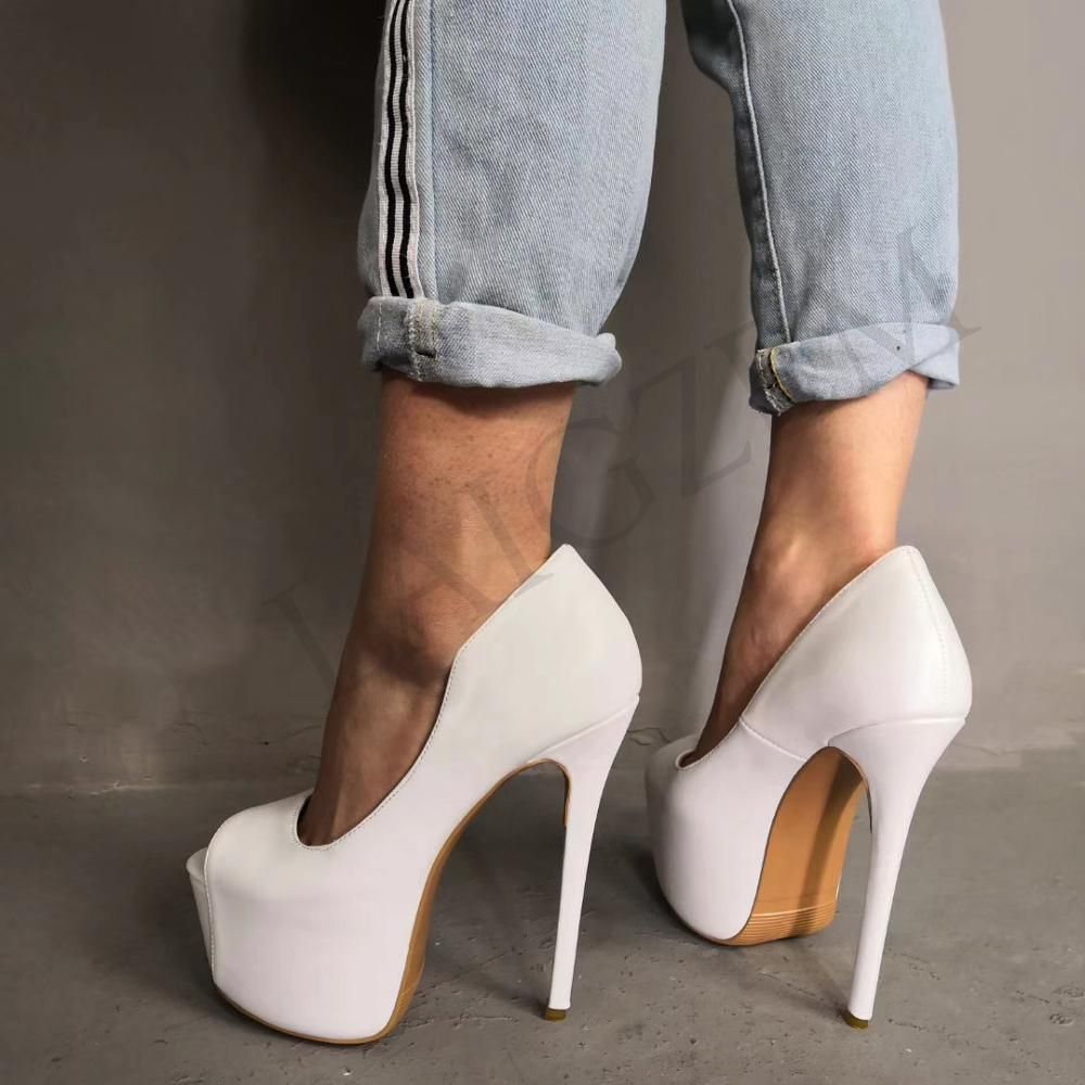 ladies white platform pumps