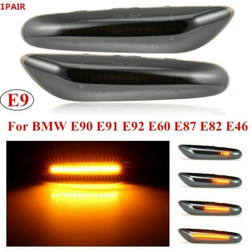 2x Dynamic LED Signal Lights Side Marker Smoked Turn ForBM W E90 E91
