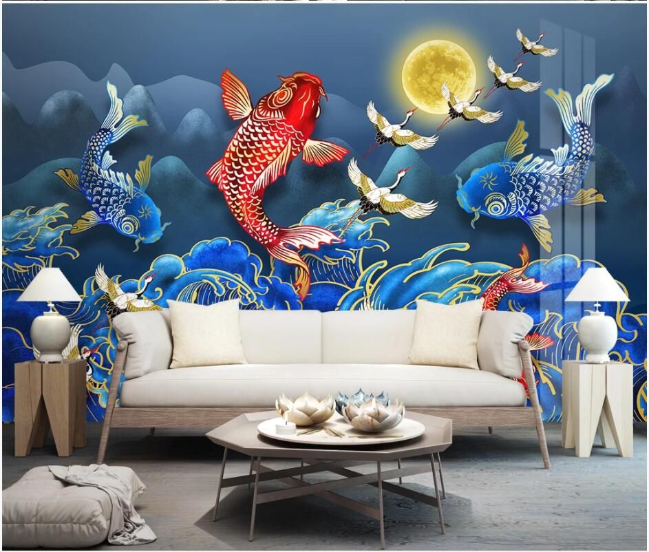Grosshandel 3d Wallpaper Benutzerdefinierte Foto Chinesisch Stil Koi Karpfen Wassermuster Kran Landschaft Hintergrund Dekor 3d Wandbilder Tapete Fur Wande 3 D Von Wdbh 23 68 Auf De Dhgate Com Dhgate