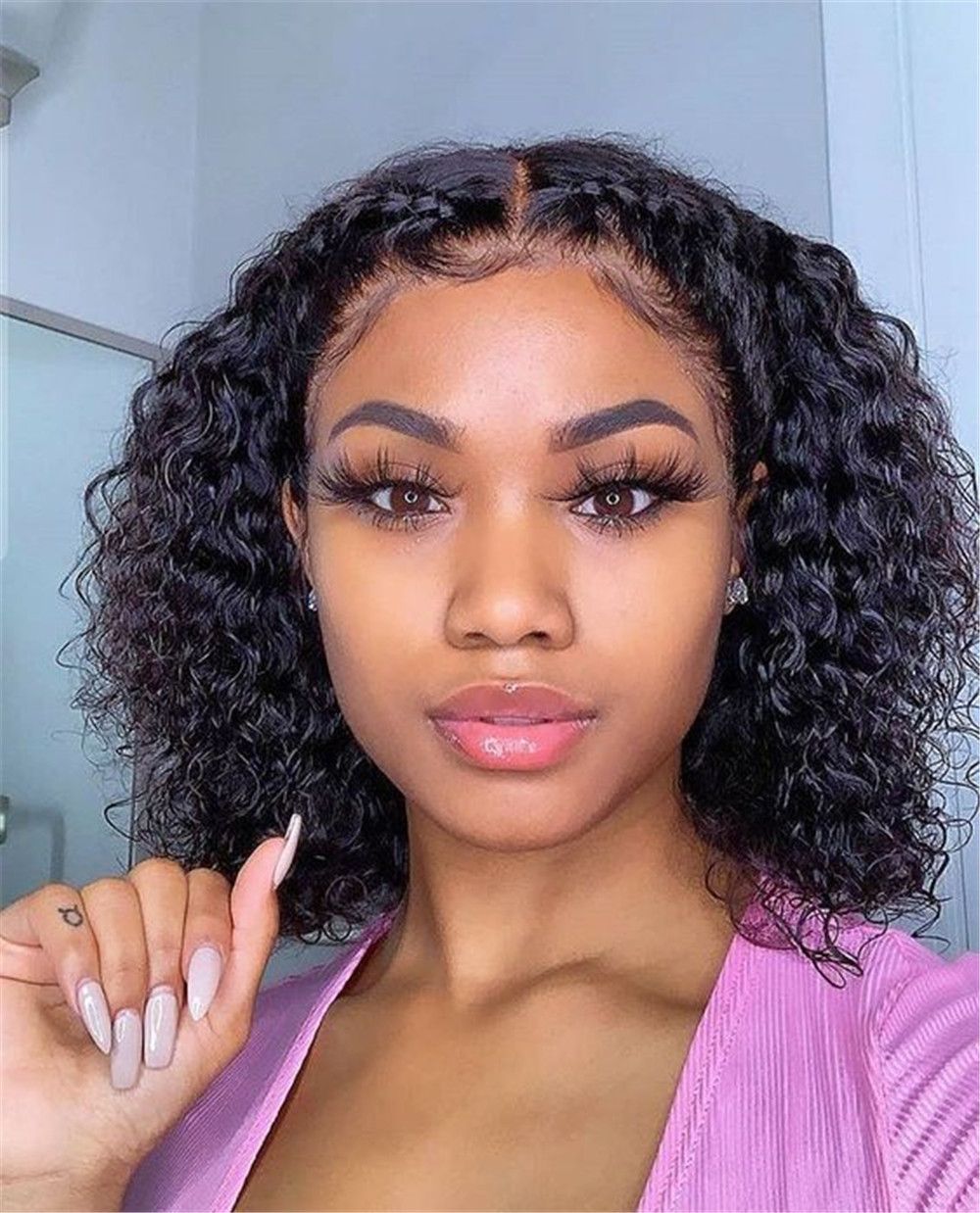 4*4 Human Hair Wig Curly Hairstyle With Baby Hair Pre Plucked Mongolian Virgin Hair 150% Density Free Shipping 4*4 Human Hair Wig Curly Hairstyle With Baby Hair Pre Plucked Mongolian Virgin Hair 150% Density Free Shipping
