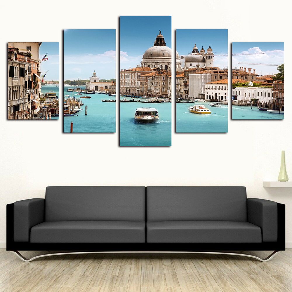 2020 5 Panels Canvas Prints Wall Art Paintings Venice Water City Boat Landscape Grand Canal Posters Print On Canvas Oil Paintngs Wall Decor From Home Textiles 14 94 Dhgate Com