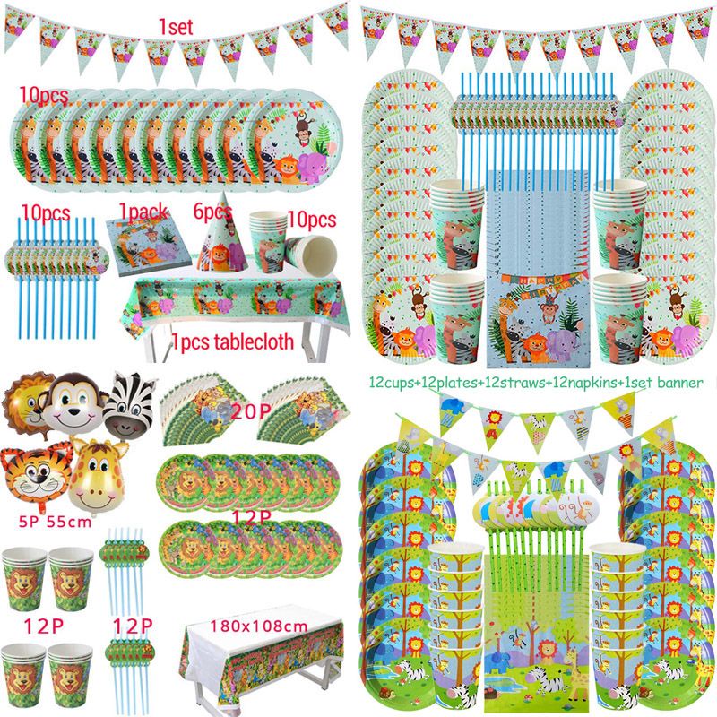 2020 Jungle Birthday Party Decoration Disposable Tableware Set Jungle Animal Forest Friends Zoo Theme Supplies Baby Shower Safari From Erikaning 11 82 Dhgate Com