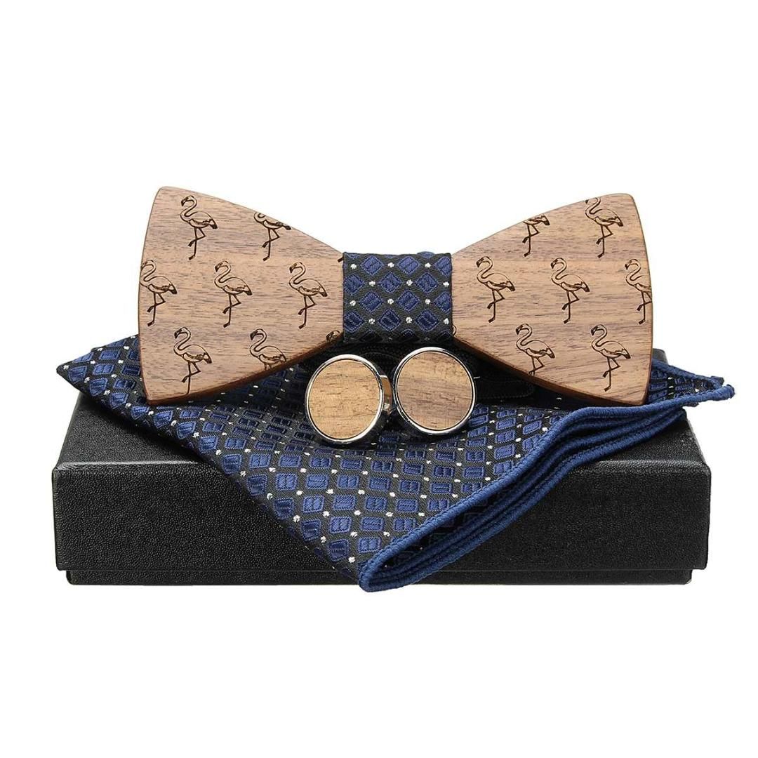 Wooden Bow Tie Men/'s Gifts Fashion Wedding Tuxed Bowtie Necktie Novelty Sets+Box