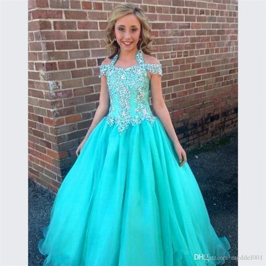 Halter Pageant Dresses For Girls Teens Beadeds A Line Flower Girl Halter Pageant Dresses For Girls Teens Beadeds A Line Flower Girl