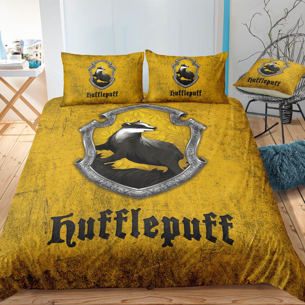 Hufflepuff Bedding Set King Size Retro Fashion Duvet Cover Harry