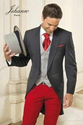 Grey Tailcoat Mens Suits Red Pants 