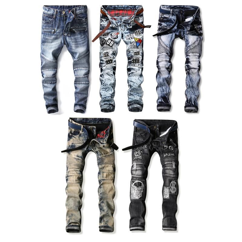 Rock Revival Distressed Ripped Biker Jeans Slim Fit Motorcycle Biker ...