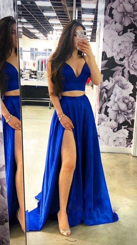 Blue 2 Piece Homecoming Dresses 2024 www.myteluguroots
