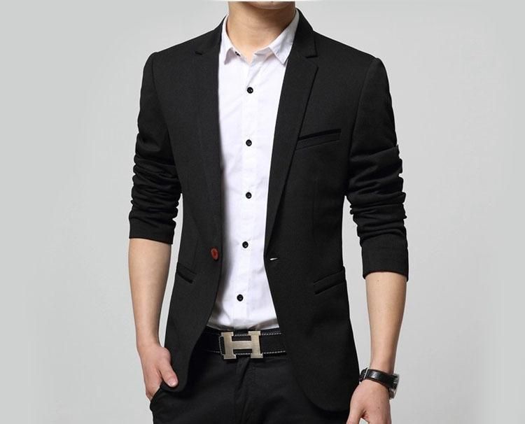 2020 Mens Business Designer Suits Lapel Neck Long Sleeve Blazer Solid ...