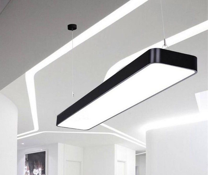 Hanging Wire Aluminum Ceiling Lamp Office Bar Lights 4ft Rectangular