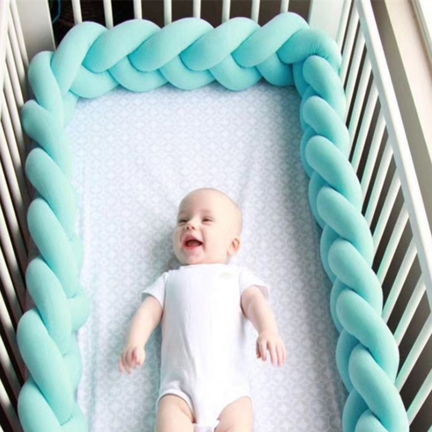 knitted crib bumper