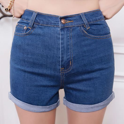 plus size stretch denim shorts