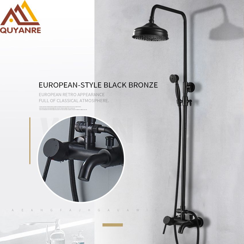 2020 Wholesale And Retail Black Shower Faucets Set 8 Brass