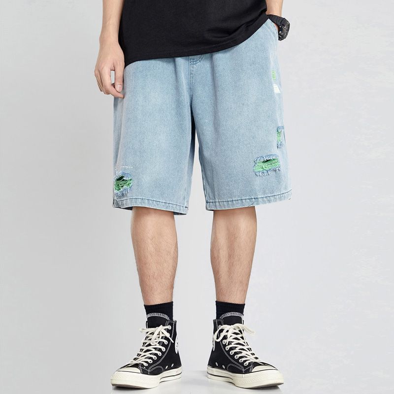 Torstein Ripped Heren Jeans Short - Donker Blauw | Fashionera