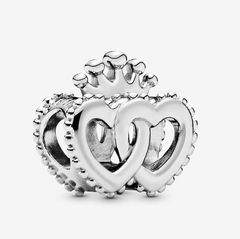Real 925 Corazón De Plata Esterlina Flor Corona Carruaje De 