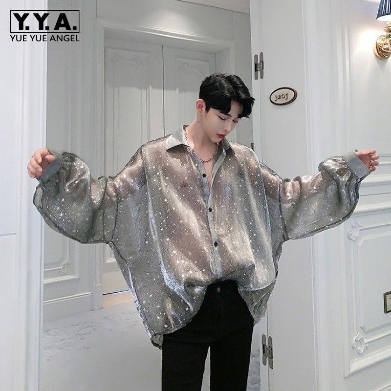 Oversized Mens Batwing Sleeve Shirts 