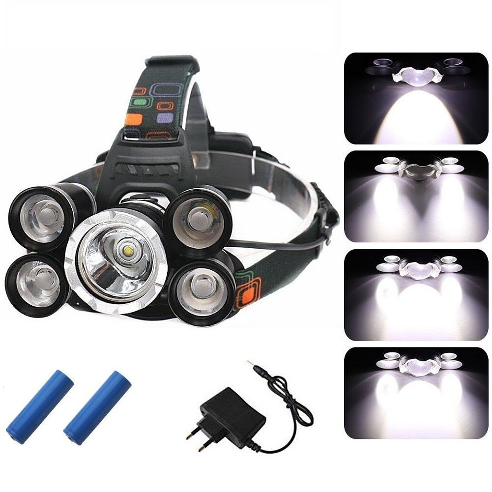 2021 5 LEDs Super Bright LED Headlamp 20000 Lumens LED Headlight 4