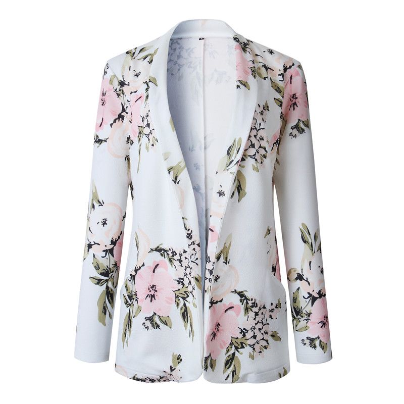 Compra Elegante Estampado Floral Blanco Mujer Blazers Y Chaquetas Primavera  Otoño Traje De Moda Chaqueta Más Tamaño Abrigo Informal Blazer Femme 100245  Barato | Entrega Rápida Y Calidad | Es.Dhgate