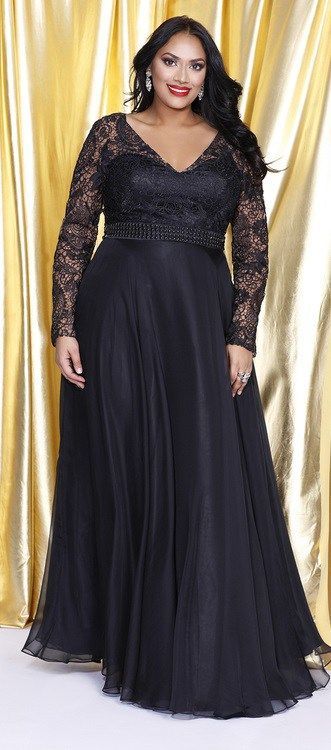 Vestido Largo Corte Cintura Manga Larga Negro -50% – Petunia